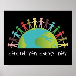 Earth Day Every Day Black Poster
