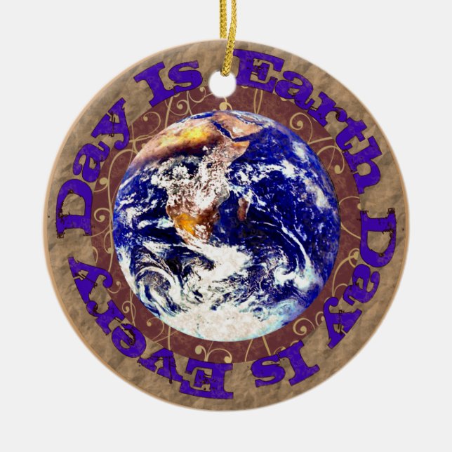 Earth Day Every Day Ceramic Tree Decoration (Front)