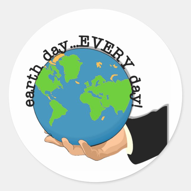 Earth Day Every Day Classic Round Sticker (Front)