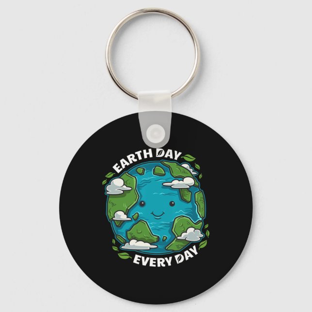 Earth Day Every Day Cute Environmental Gift Eco Pr Key Ring (Front)