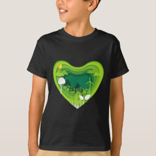 Earth Day Every Day Cutout Shadow Heart Save The P T-Shirt