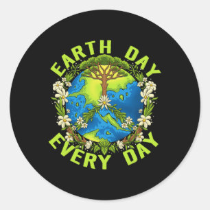 Earth Day Every Day Gifts For Women Girls Boys 1 Classic Round Sticker