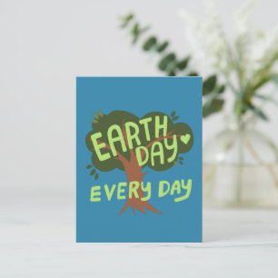EARTH DAY EVERY DAY Handlettered Tree Postcard