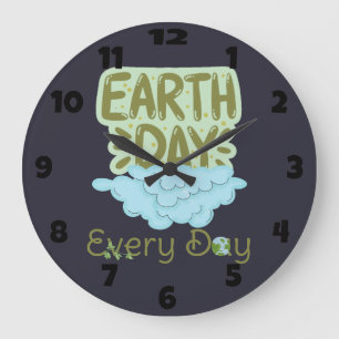 earth day every day, love earth, save our earth  large clock