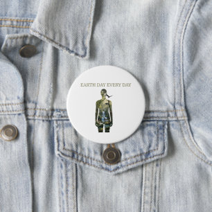 Earth Day Every Day Mother Nature Silhouette Art 7.5 Cm Round Badge