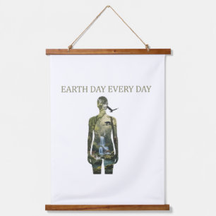 Earth Day Every Day Mother Nature Silhouette Art Hanging Tapestry