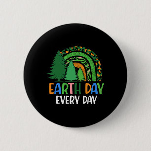 Earth Day Every Day Pine Tree Rainbow Earth Lover  6 Cm Round Badge