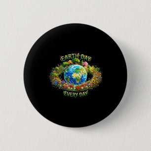 Earth day every day planet earth floral nature 6 cm round badge