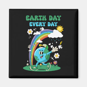 Earth Day Every Day Rainbow Globe Flowers Save The Magnet