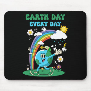 Earth Day Every Day Rainbow Globe Flowers Save The Mouse Pad