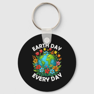 Earth Day Every Day Rainbow Globe Save The Planet  Key Ring