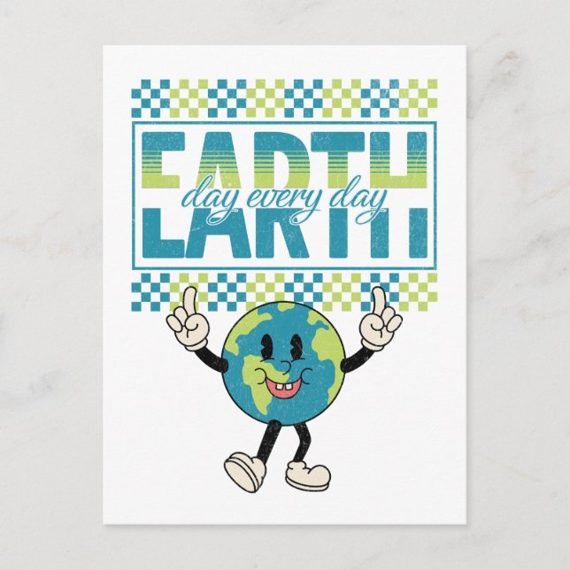 Earth Day every day retro style design Postcard (Front)
