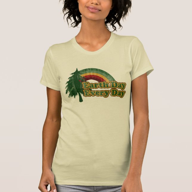 Earth Day Every Day, Retro Tree T-Shirt (Front)