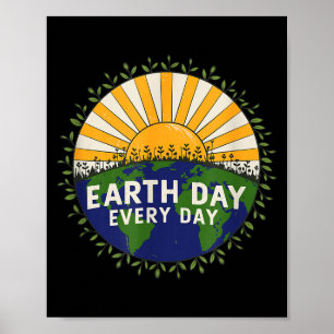 Earth Day Every Day Retro Vintage Eco Poster