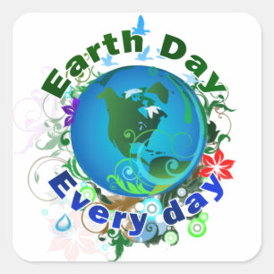 Earth Day Every Day Square Sticker