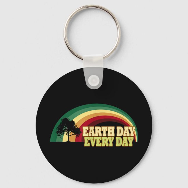 Earth Day Every Day Tree Environmental Protection  Key Ring (Front)