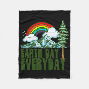 Earth Day Every Day! Vintage Rainbow Nature And Ou Fleece Blanket