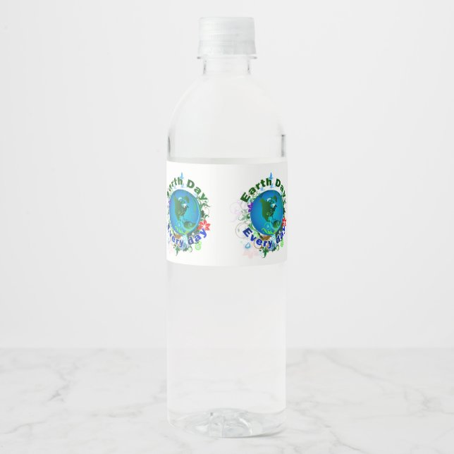 Earth Day Every Day Water Bottle Label (Front)