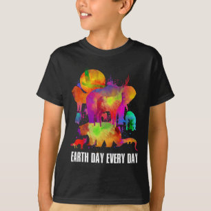 Earth Day Every Day Watercolor Animals Lovers Eart T-Shirt