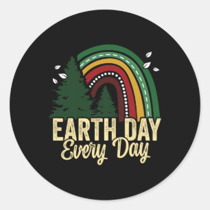 Earth Day Everyday Awareness Planet Animal Men Wom Classic Round Sticker