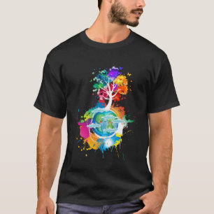 Earth Day Everyday Colourful Earth Tree Women Men  T-Shirt