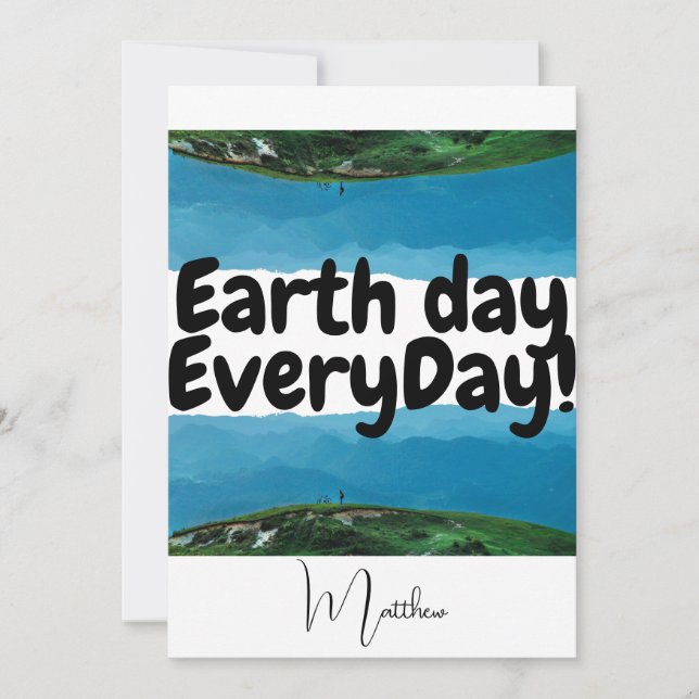 earth day everyday, go green, elegant art science card (Front)