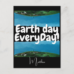 earth day everyday, go green, elegant art science  postcard