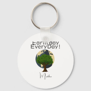 Earth Day Everyday Go Green Save Our Planet T Shir Key Ring