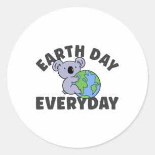Earth Day Everyday Koala Globe  Classic Round Sticker