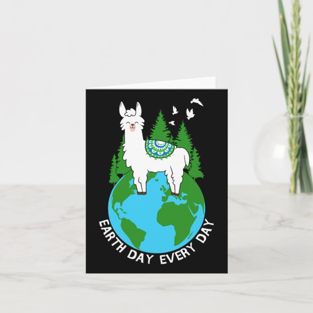 Earth Day Everyday Llama Cool Pro Environment Love Card (Front)