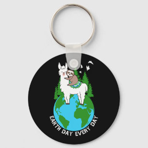 Earth Day Everyday Llama Sloth Cool Earth Day Love Key Ring