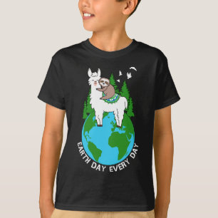 Earth Day Everyday Llama Sloth Cool Earth Day Love T-Shirt