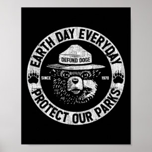 Earth Day Everyday Protect Our Parks Bear Green Vi Poster