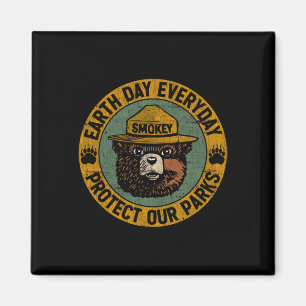 Earth Day Everyday Protect Our Parks Bear Vintage  Magnet