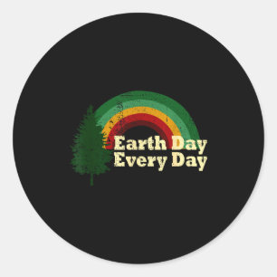 Earth Day Everyday Rainbow Pine Tree Classic Round Sticker