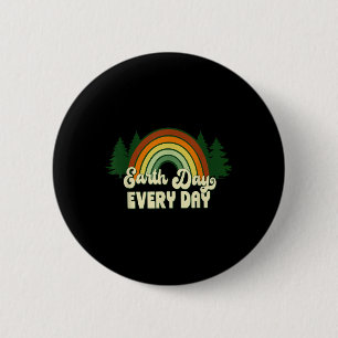 Earth Day Everyday Rainbow Pine Trees  6 Cm Round Badge