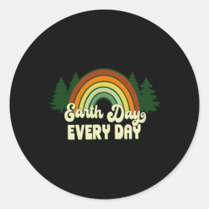 Earth Day Everyday Rainbow Pine Trees Classic Round Sticker