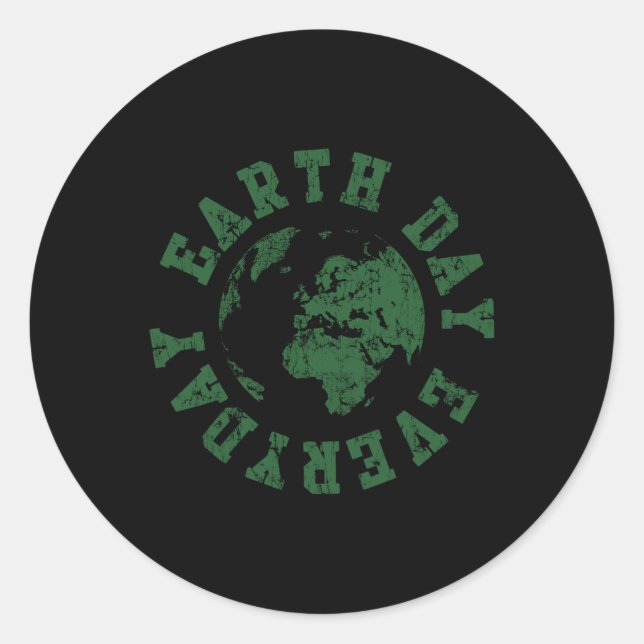 Earth Day Everyday Retro Environmental  Classic Round Sticker (Front)