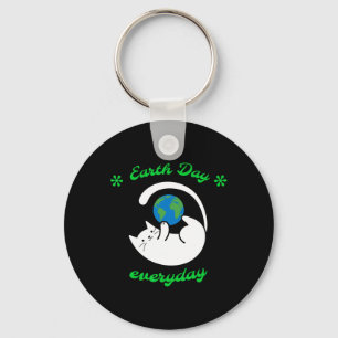 Earth Day Everyday Save The Earth Funny Cat Every Key Ring
