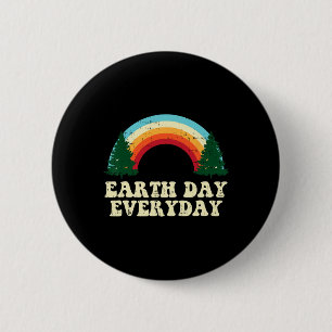 Earth Day Everyday Trees Rainbow Retro Environment 6 Cm Round Badge