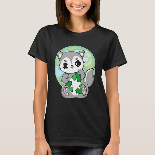 Earth Day Everyday Wolf And Recycle T-Shirt (Front)