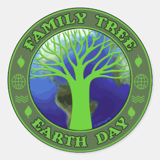 Earth Day Family Tree Classic Round Sticker