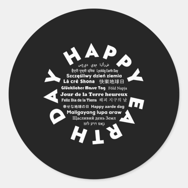 Earth Day Global Multilingual  Classic Round Sticker (Front)