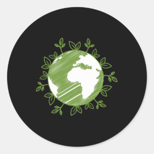 Earth Day Globe Plants Environmental Protection Lo Classic Round Sticker