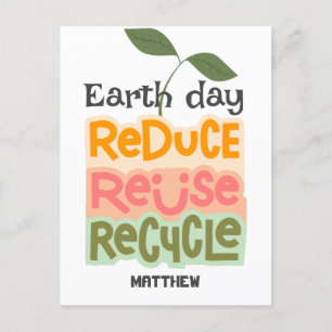 earth day, go green, art simple elegant science  postcard