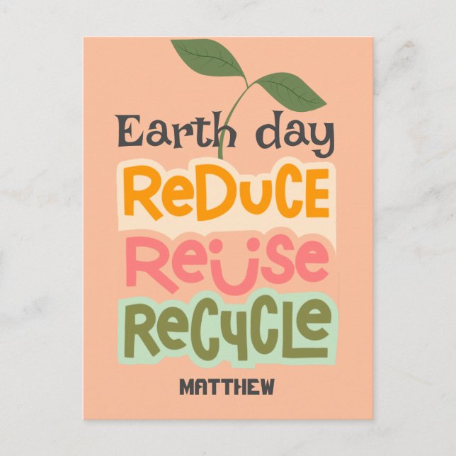 earth day, go green, simple elegant science card (Front)