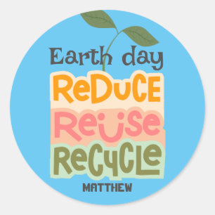 earth day, go green, simple elegant science  classic round sticker