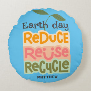 earth day, go green, simple elegant science  round cushion