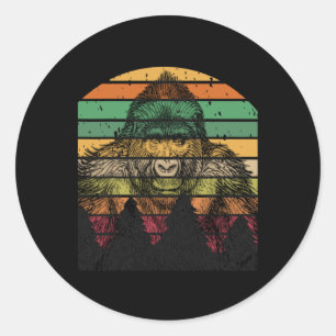 Earth Day Gorilla Vintage Pine Tree Men Women Kids Classic Round Sticker