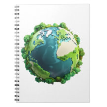 Earth Day - Green and Blue Earth with Trees